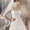 Half Sleeve Lace Appliques Tulle Satin Sexy Beach Wedding Dresses